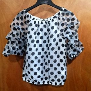 Polyester & Rayon Polka dot shirt